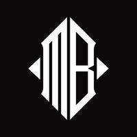 mb logo monogramma con scudo forma isolato design modello vettore