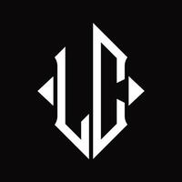 lc logo monogramma con scudo forma isolato design modello vettore