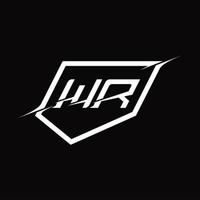 wr logo monogramma lettera con scudo e fetta stile design vettore