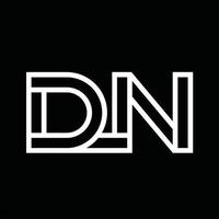 dn logo monogramma con linea stile negativo spazio vettore