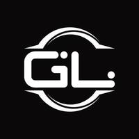 gl logo monogramma con cerchio arrotondato fetta forma design modello vettore