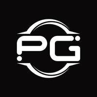 pg logo monogramma con cerchio arrotondato fetta forma design modello vettore