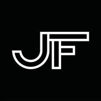 jf logo monogramma con linea stile negativo spazio vettore