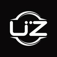 uz logo monogramma con cerchio arrotondato fetta forma design modello vettore