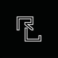 rl logo monogramma con linea stile design modello vettore