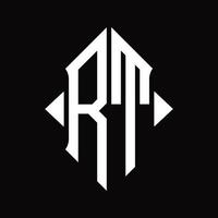 rt logo monogramma con scudo forma isolato design modello vettore
