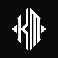 km logo monogramma con scudo forma isolato design modello vettore