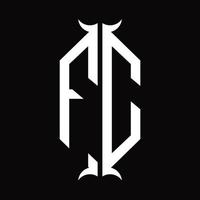 fc logo monogramma con corno forma design modello vettore