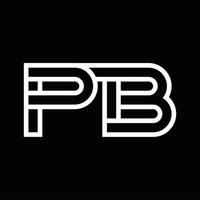 pb logo monogramma con linea stile negativo spazio vettore