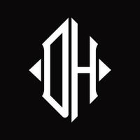 dh logo monogramma con scudo forma isolato design modello vettore