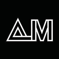 am logo monogramma con linea stile negativo spazio vettore