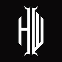 hw logo monogramma con corno forma design modello vettore