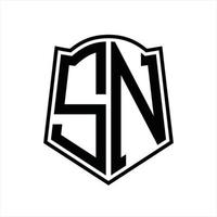 sn logo monogramma con scudo forma schema design modello vettore