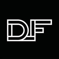 df logo monogramma con linea stile negativo spazio vettore