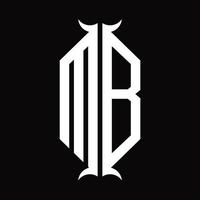 mb logo monogramma con corno forma design modello vettore