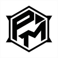 pm logo monogramma design modello vettore