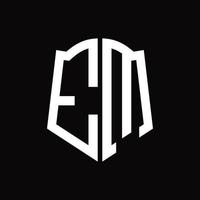 em logo monogramma con scudo forma nastro design modello vettore