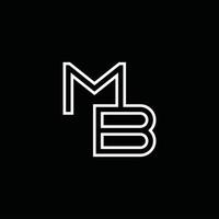 mb logo monogramma con linea stile design modello vettore