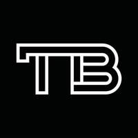 tb logo monogramma con linea stile negativo spazio vettore