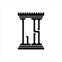 ls logo monogramma con pilastro forma design modello vettore