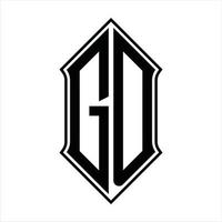 gd logo monogramma con forma di scudo e schema design modello vettore icona astratto