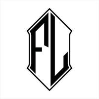 fl logo monogramma con forma di scudo e schema design modello vettore icona astratto