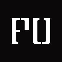 fu logo monogramma con mezzo fetta design modello vettore