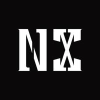 nx logo monogramma con mezzo fetta design modello vettore