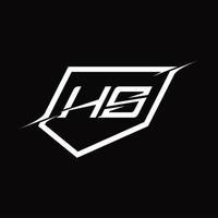 hs logo monogramma lettera con scudo e fetta stile design vettore