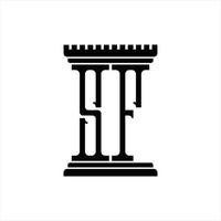 sf logo monogramma con pilastro forma design modello vettore