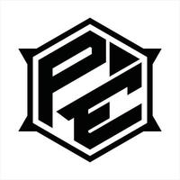 pe logo monogramma design modello vettore