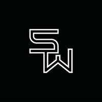 sw logo monogramma con linea stile design modello vettore