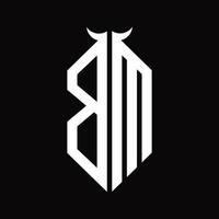 bm logo monogramma con corno forma isolato nero e bianca design modello vettore