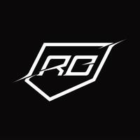 rd logo monogramma lettera con scudo e fetta stile design vettore