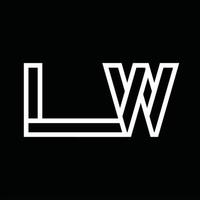 lw logo monogramma con linea stile negativo spazio vettore