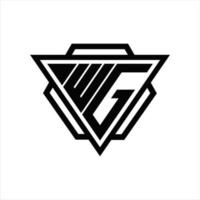 wg logo monogramma con triangolo e esagono modello vettore