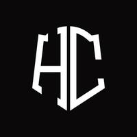 hc logo monogramma con scudo forma nastro design modello vettore