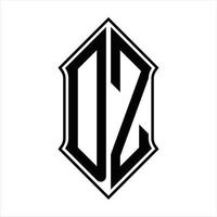 dz logo monogramma con forma di scudo e schema design modello vettore icona astratto