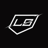 ls logo monogramma lettera con scudo e fetta stile design vettore