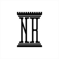 nr logo monogramma con pilastro forma design modello vettore