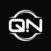 qn logo monogramma con cerchio arrotondato fetta forma design modello vettore