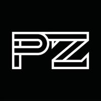 pz logo monogramma con linea stile negativo spazio vettore