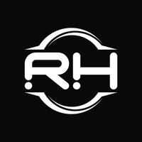 rh logo monogramma con cerchio arrotondato fetta forma design modello vettore