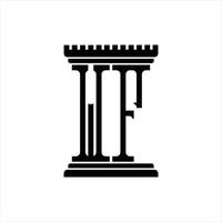 wf logo monogramma con pilastro forma design modello vettore