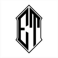 et logo monogramma con forma di scudo e schema design modello vettore icona astratto