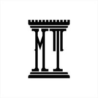 mt logo monogramma con pilastro forma design modello vettore