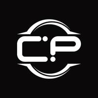 cp logo monogramma con cerchio arrotondato fetta forma design modello vettore