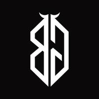 bg logo monogramma con corno forma isolato nero e bianca design modello vettore