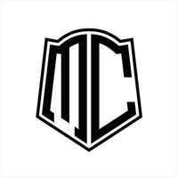 mc logo monogramma con scudo forma schema design modello vettore