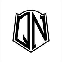 qn logo monogramma con scudo forma schema design modello vettore